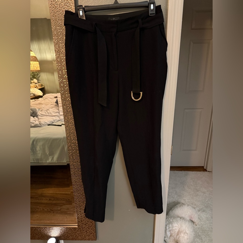 White House Black Market Elegant Black Trousers with Belt - Picture 2 of 5
